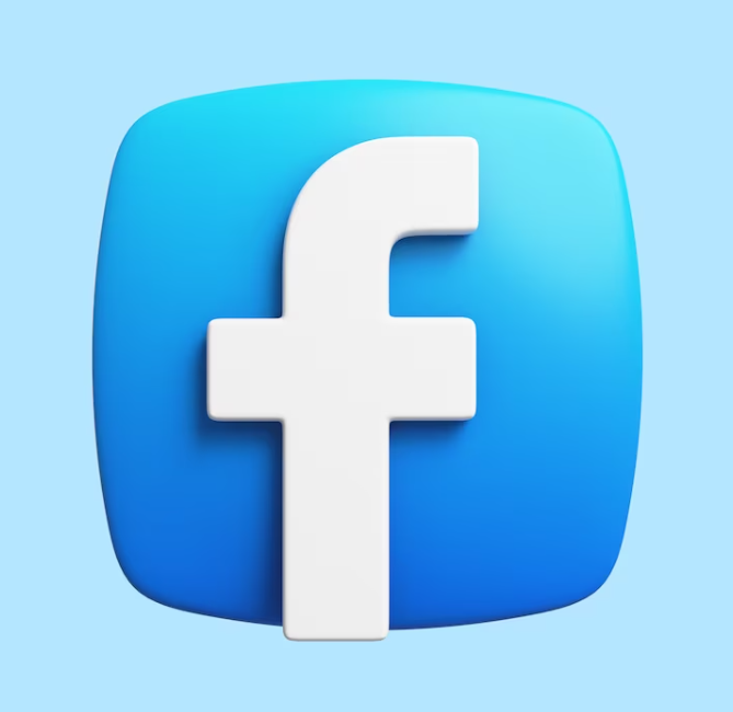 white  facebook logo in blue icon