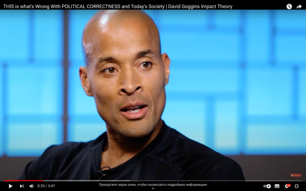 David Goggins at an interview, close-up